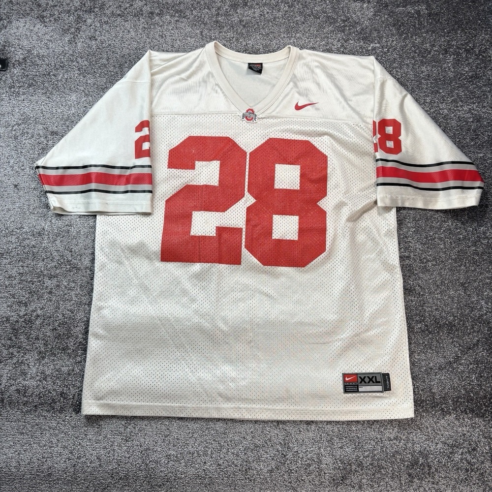 Nike Authentic Ohio State Buckeyes Football Jersey Mens XXL Sewn Beanie Wells 28